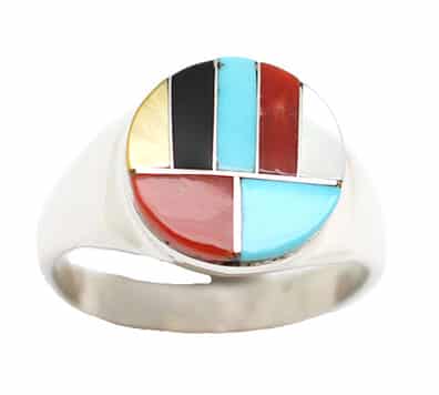 Inlay Multi Color Mens Ring