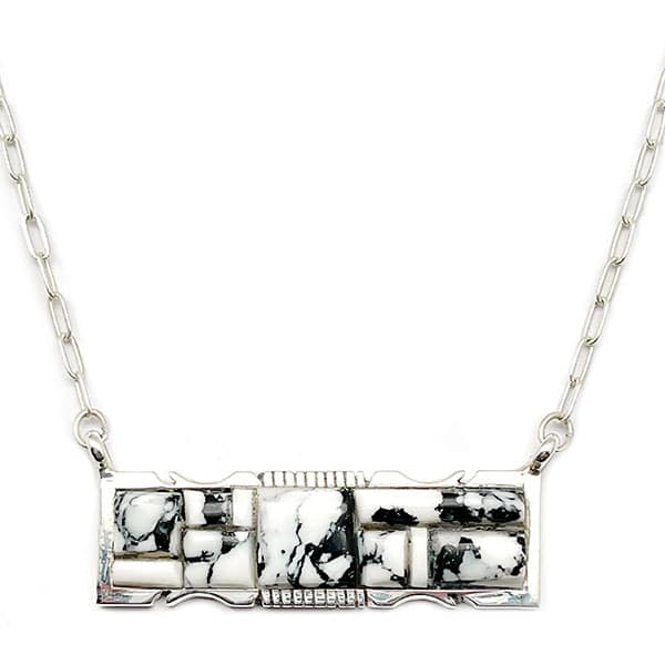White Buffalo Inlay Bar Necklace