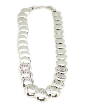 Flat Silver Bead Necklace