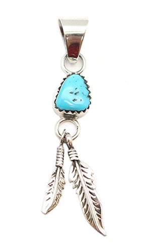 Turquoise Two Feather Pendant