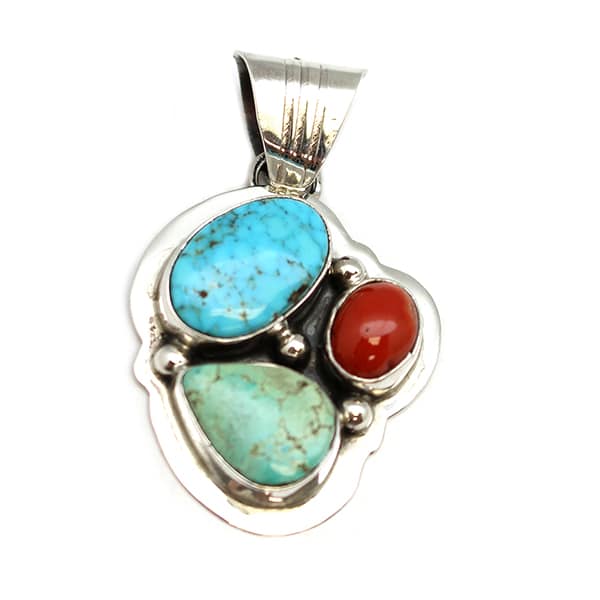 Turquoise & Coral Pendant