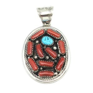 Turquoise & Coral Cluster Pendant