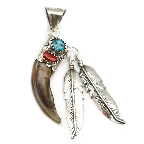 Badger Claw & Feather Pendant