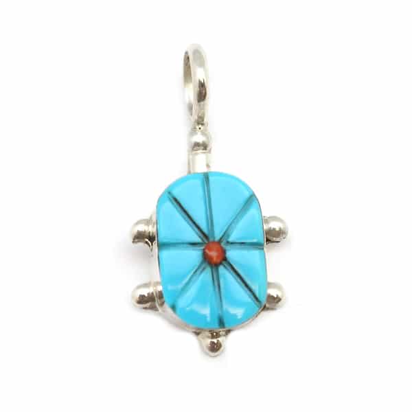 Turquoise Inlay Turtle Pendant
