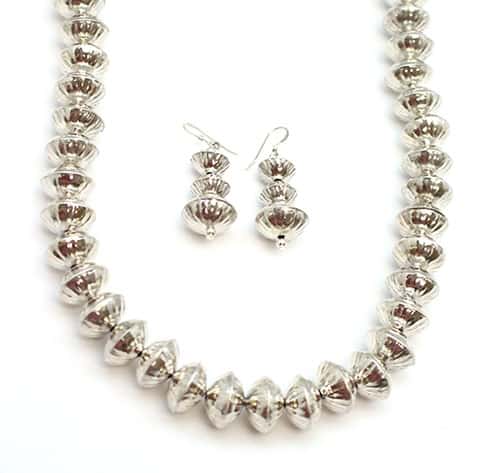 Silver Corrugated Bead Set