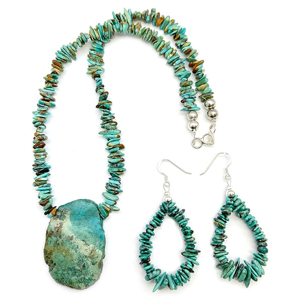 Turquoise Nugget & Slab Necklace & Earring Set