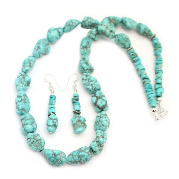 Turquoise Nugget Necklace and Earring Set