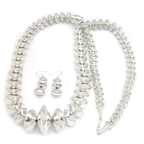 Sterling Bead Necklace & Earring Set