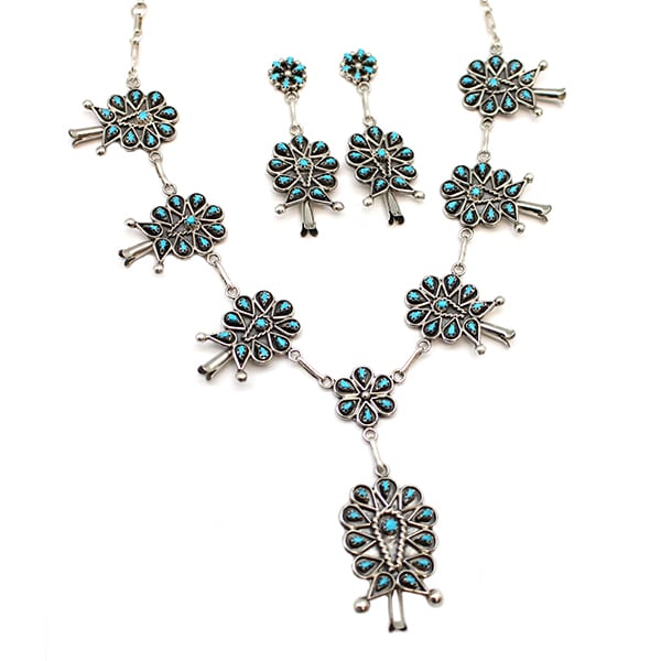 Zuni Turquoise Blossom Necklace Set