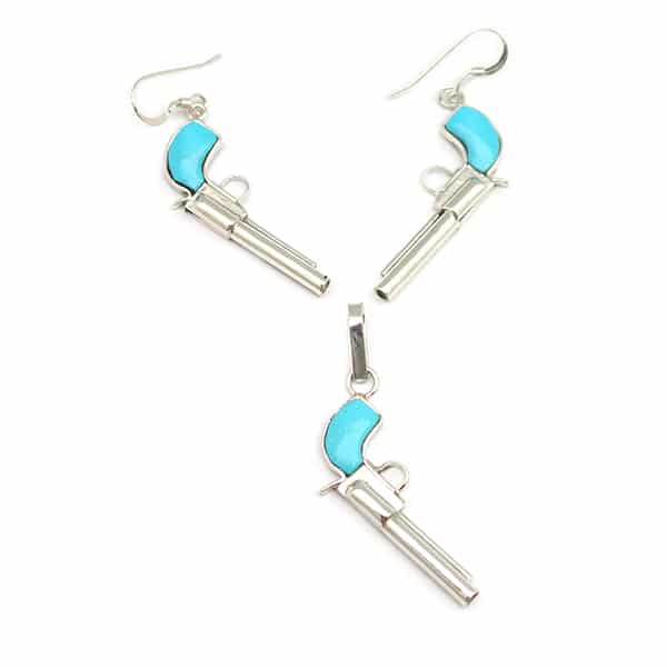 Inlay Pistol Earring / Pendant Set