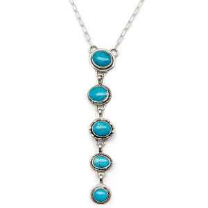 5 Turquoise Lariat Pendant Necklace