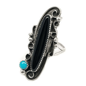 Black Onyx and Turquoise Women's Ring