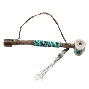 Leather, Beaded, Antler Pipe