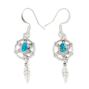 Mini Dreamcatcher Turquoise Earrings