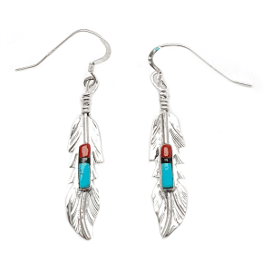 Multi Color Inlay Feather Earrings