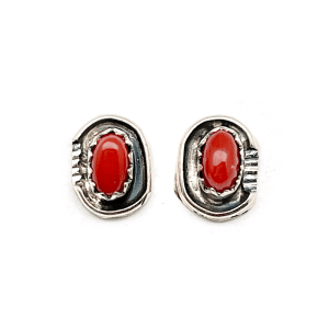 Small Oval Coral Post Earrings