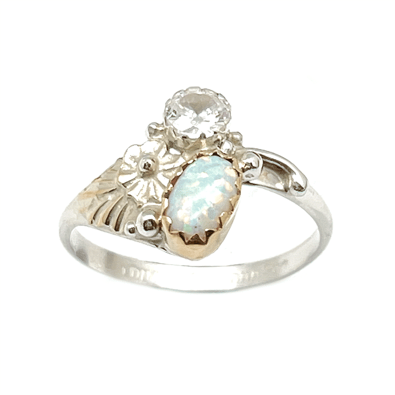 Turquoise, CZ and Leaf Ring - Image 5