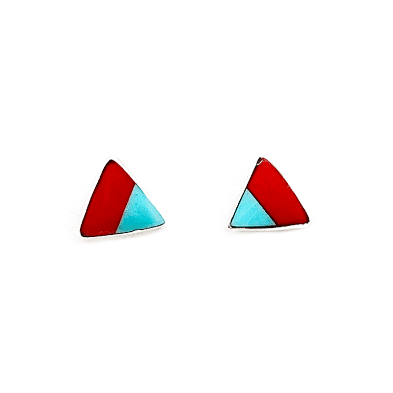 Zuni Turquoise & Coral Inlay Post Earring (click for options available)