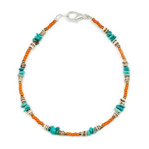 Turquoise Nugget and Seed Bead Ankle or Wrist Bracelet