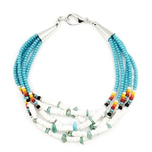 Five Stand Bead and Turquoise Nugget Bracelet