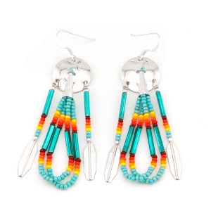 Assorted Seed Bead Earring with Feathers