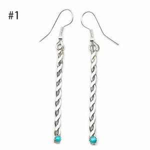 Silver Twisted Earring with Turquoise