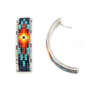 Sterling Beaded Hoop Earring