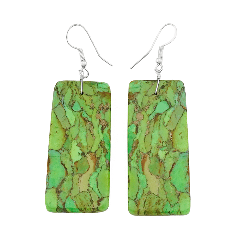 Dyed Turquoise Slab Earrings