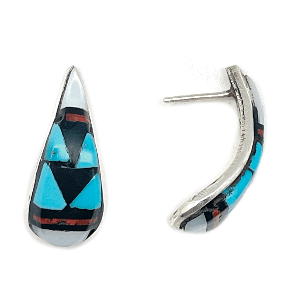 Inlay Teardrop Shape Earrings - Image 2