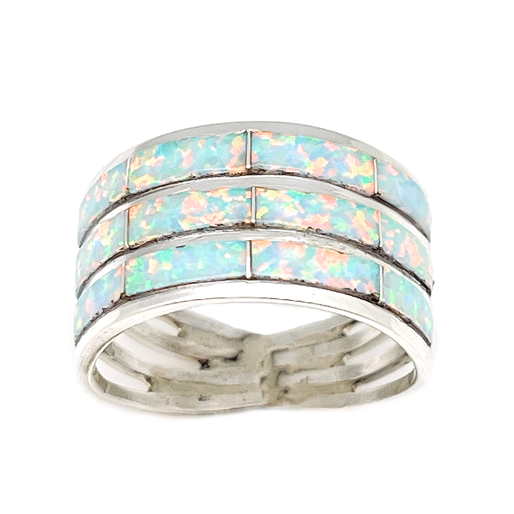 3 Row Opal Inlay Ring - Image 3