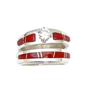 Multi-Color Inlay Wedding Set