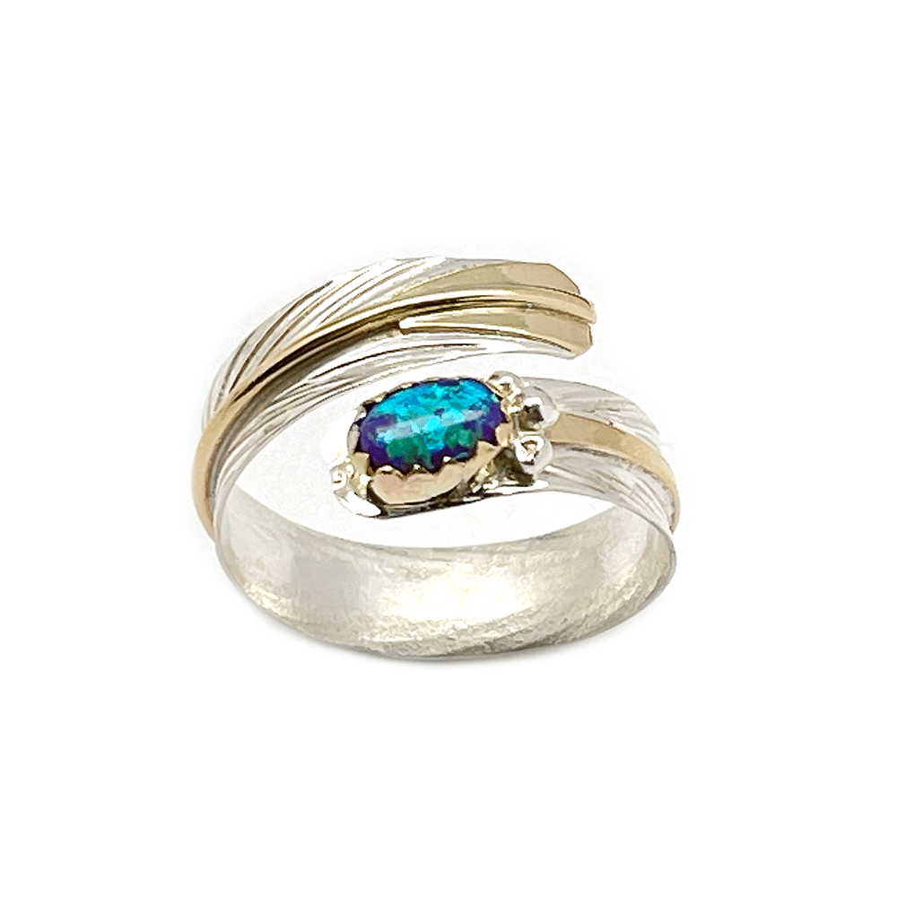 Adjustable Feather Turquoise Women's Ring - Image 4