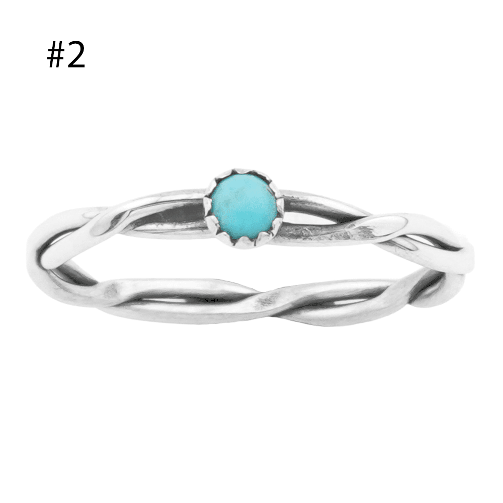 Small Twist Wire Turquoise Rings - Image 2