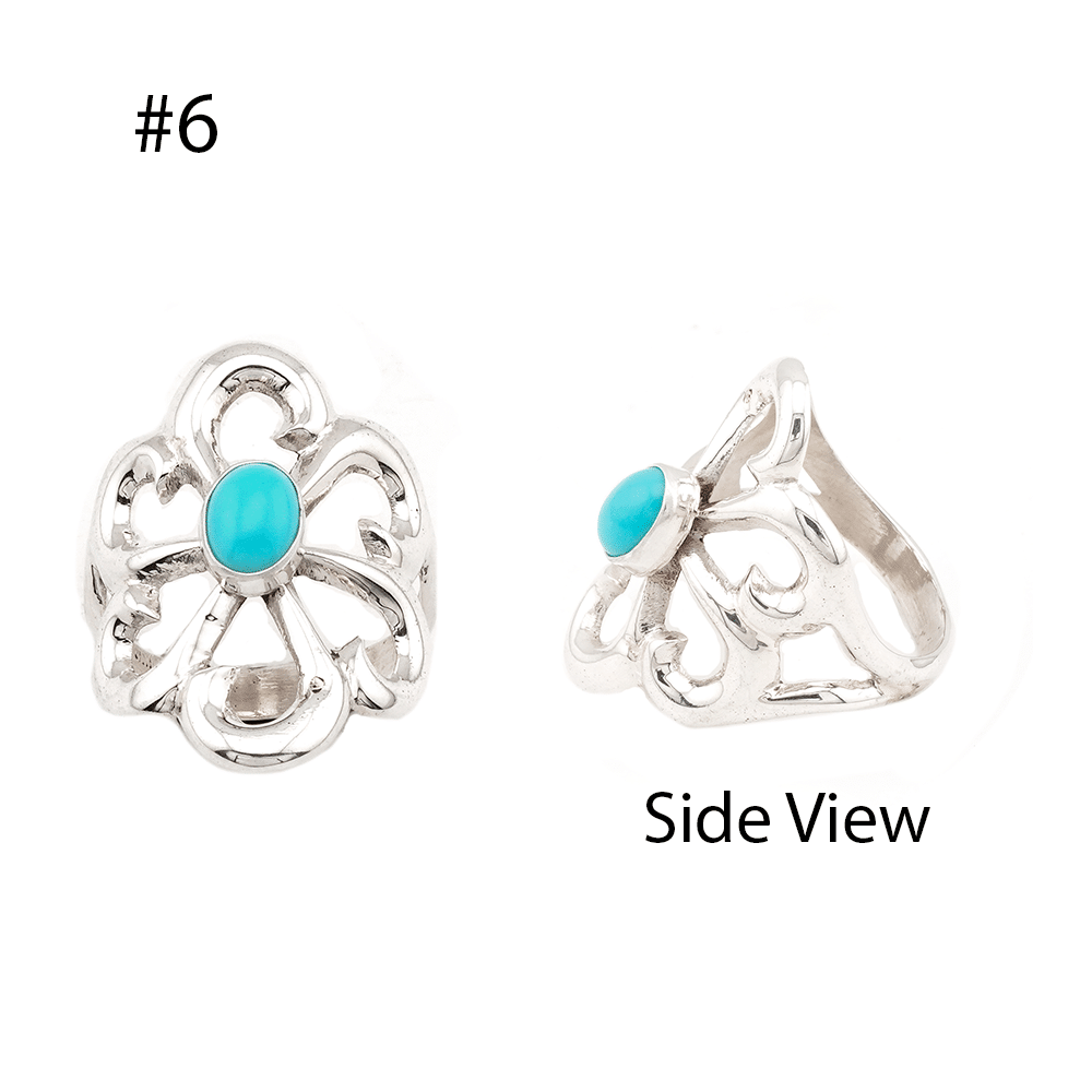 Assorted Design Cast Women's Rings with Turquoise - Image 3