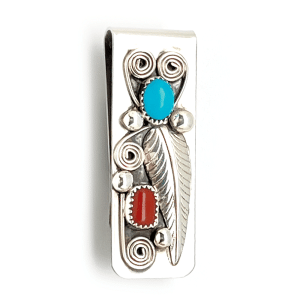 Turquoise and Coral Money Clip