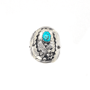 Eagle Men's Ring with Turquoise - Large Sizes