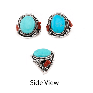 Turquoise and Coral Men's Ring