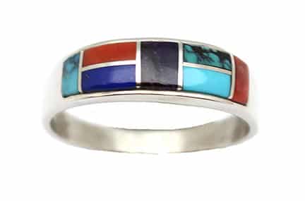 Coral Inlay Men's Ring - Image 5