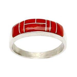 Coral Inlay Men's Ring