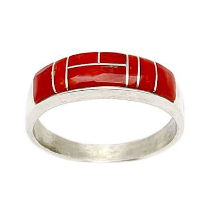 Coral Inlay Men's Ring