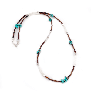 Turquoise, Heishi and Dentalium Necklace