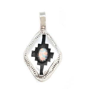 Diamond Shape Shadowbox Opal Pendant