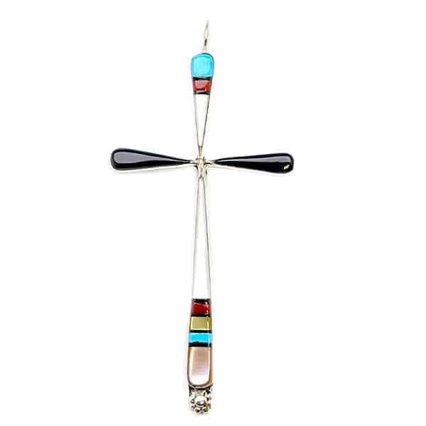 Large Zuni Inlay Cross Pendant