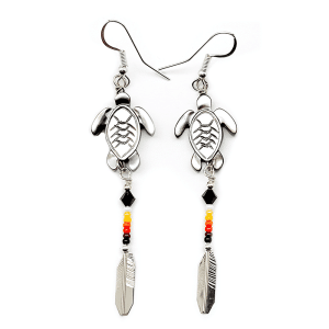 Turtle and Feather Dangle Earring