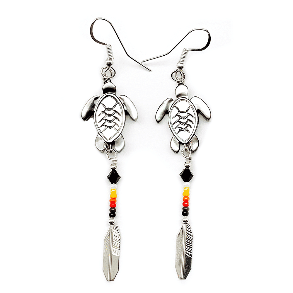 Turtle and Feather Dangle Earring