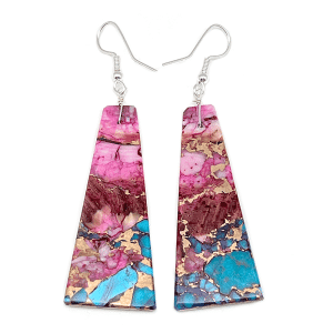 Compressed Pink and Blue Slab Earrings