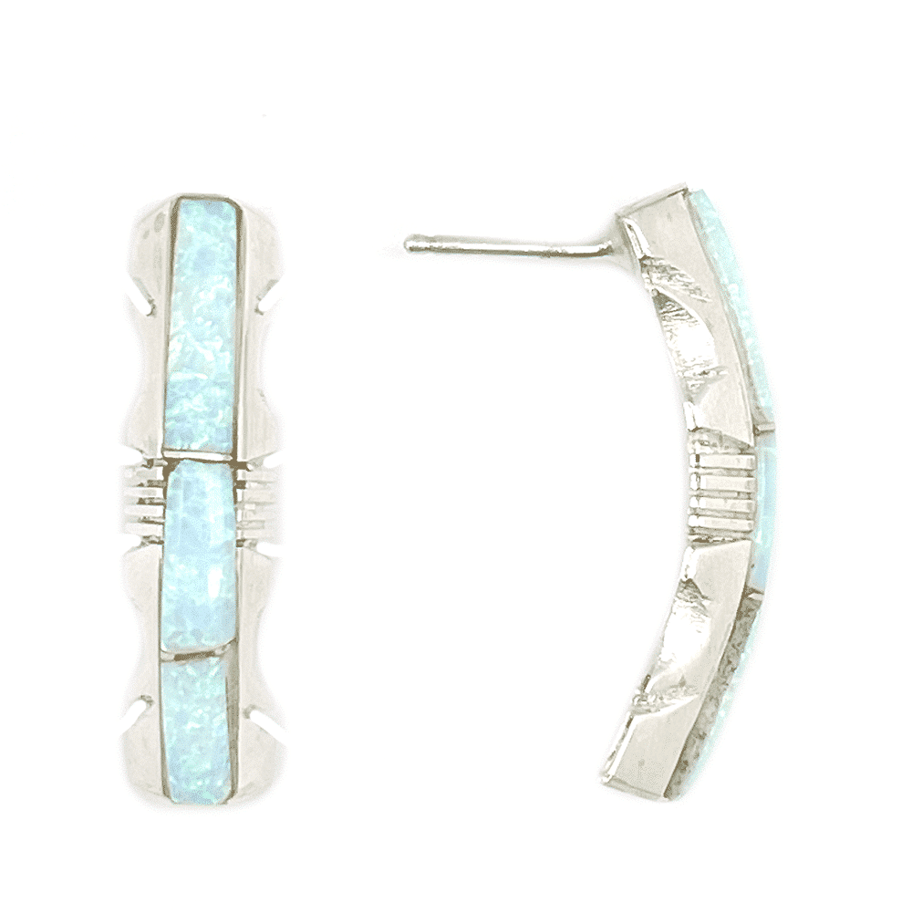 Blue Opal Inlay Earrings - Image 2