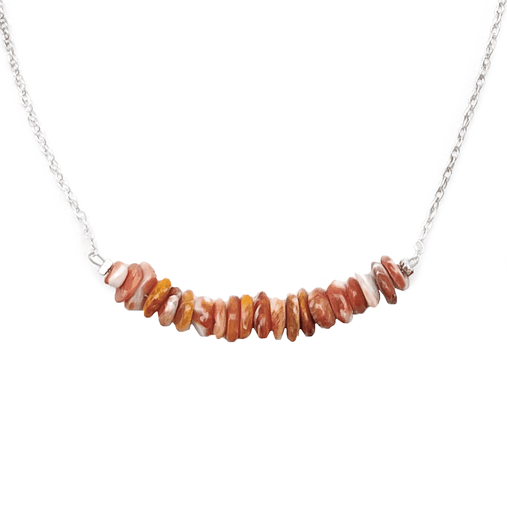 Spiny Oyster Nuggets On Sterling Chain Necklace