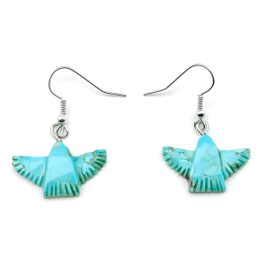 Turquoise Carved Thunder Bird Earrings