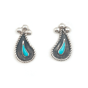 Zuni Turquoise Tear Earring